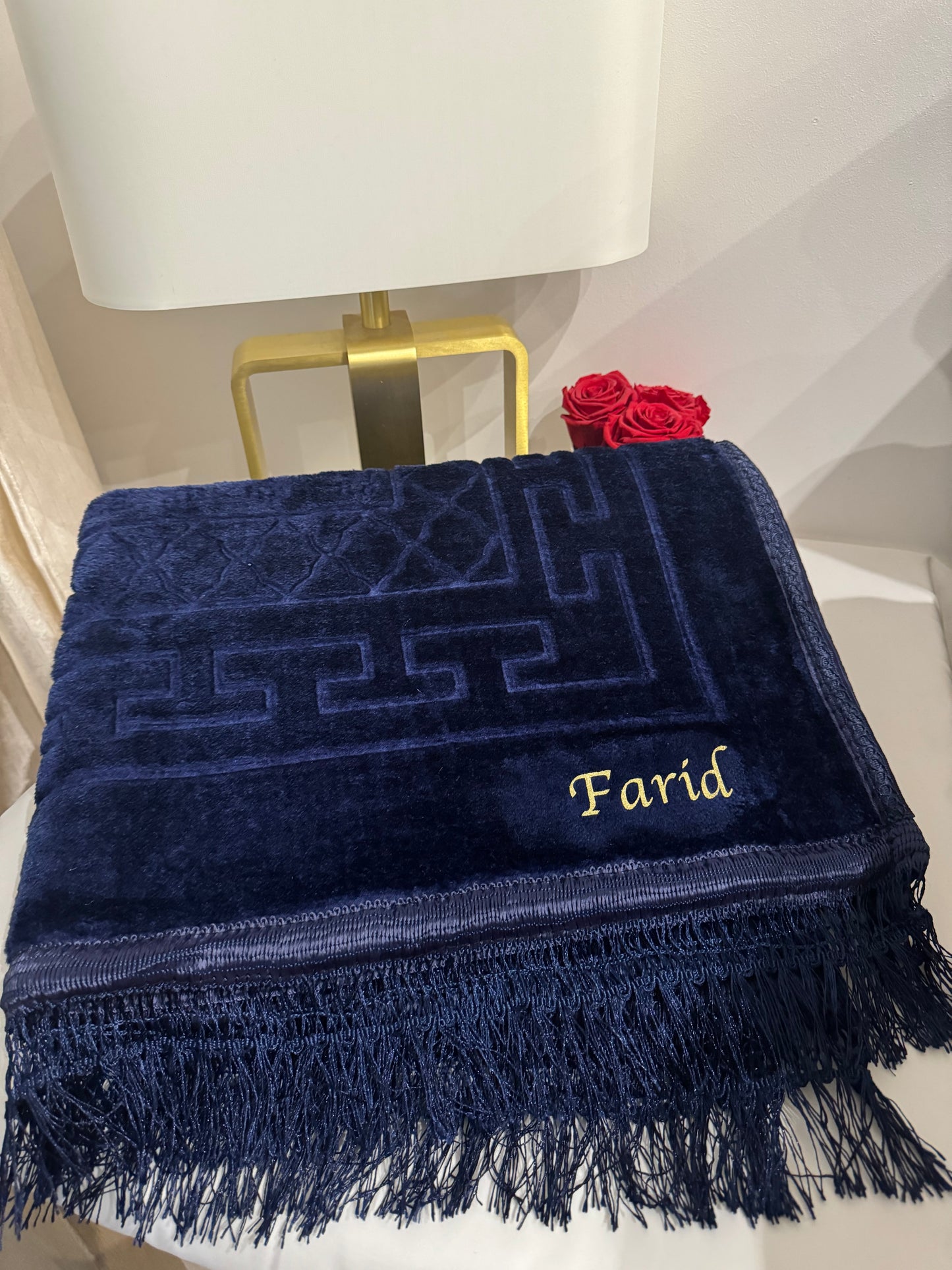 Tapis de prière bleu personnalisé