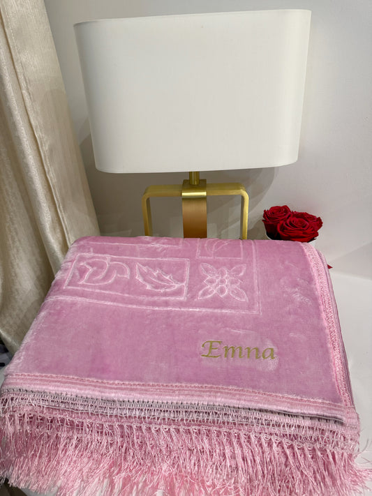 Tapis de prière rose personnalisé